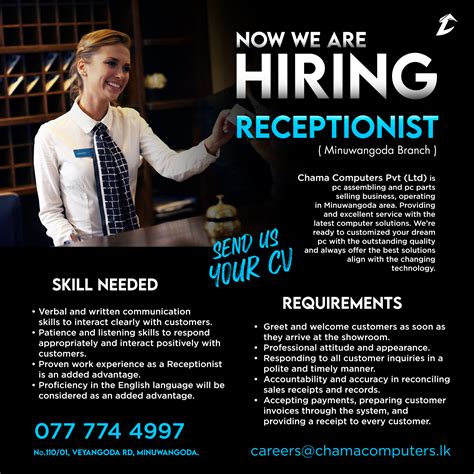 Receptionist jobs hiring near you today